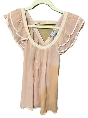 Silk Pink Ruffle Blouse